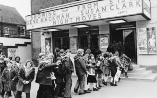 Queuing outside the Studio Cinema, 1975