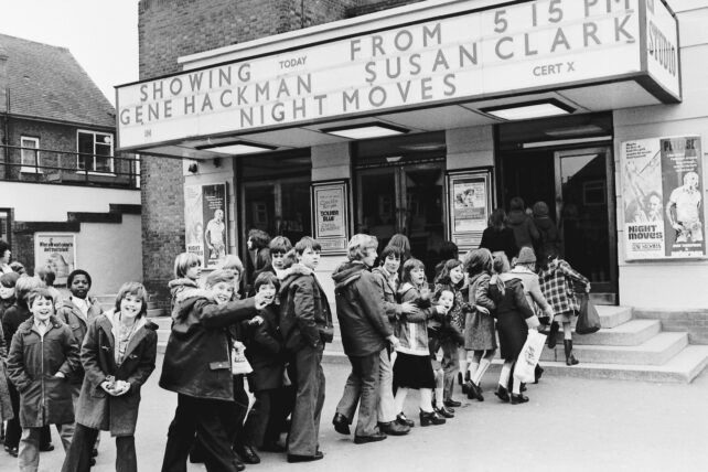 Queuing outside the Studio Cinema, 1975