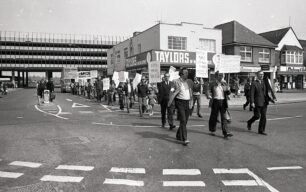 Protest march on Queensway, 1970s