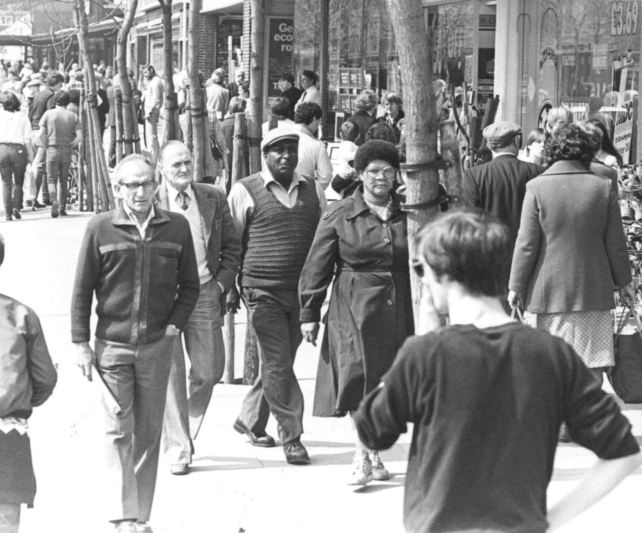 Shoppers on Queensway, 22 April 1982