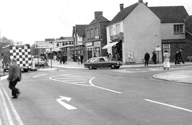 Queensway - Princes Way, Bletchley, junction looking south 1973