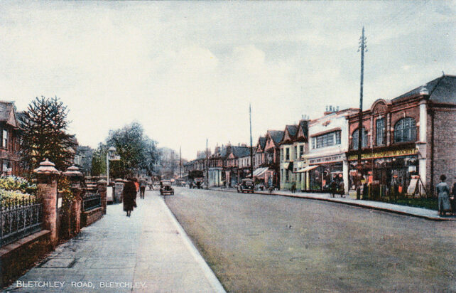 Colourised view of Bletchey Road/Queensway, undated