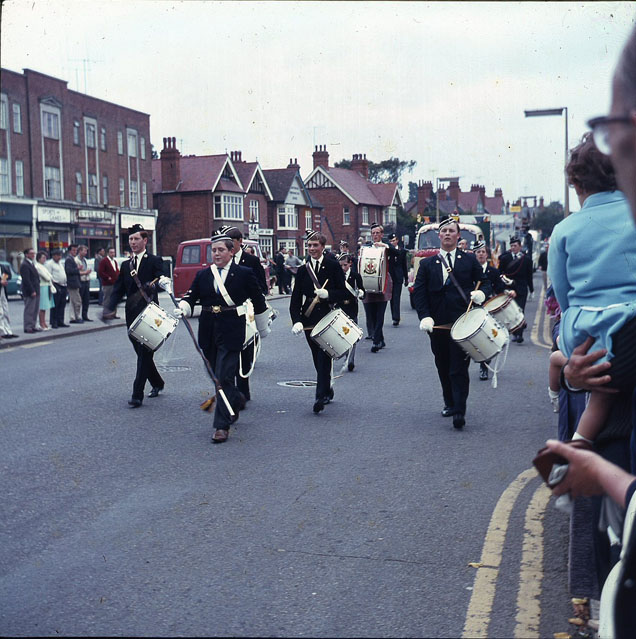 Boys' Brigade in Bletchley Carnival parade on Queensway, 1970s