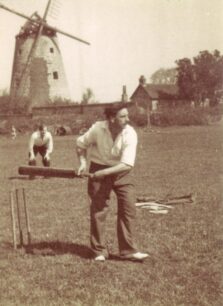 Alan Bardell playing cricket - 1950s