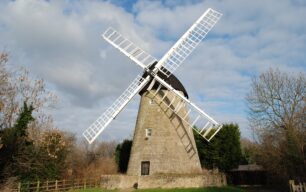 The windmill with its stone wall surround