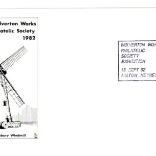 The picture side and obverse of a  franked postcard of the windmill 1982