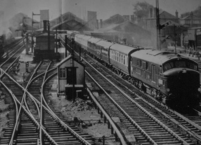 Diesel No 10000 going north c 1948