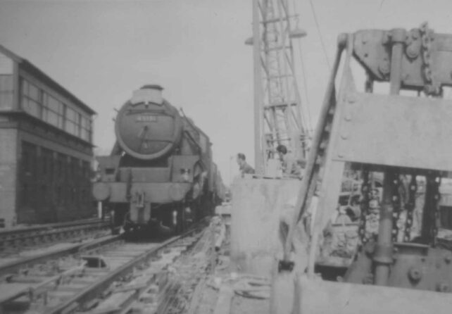 Train during flyover construction