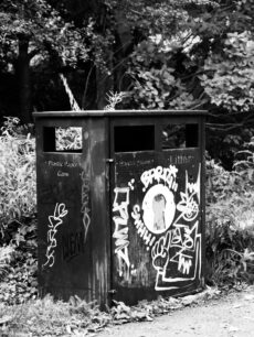 Graffiti on a waste bin