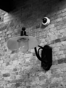 Close-up of wall-mounted lamp under Stratford Road