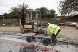 Moving first pillars into position
