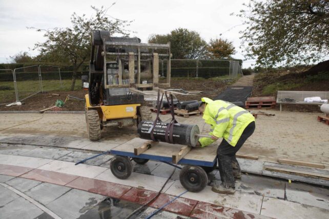 Moving first pillars into position