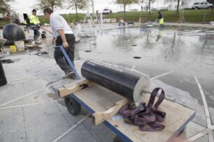 Moving first pillars into position