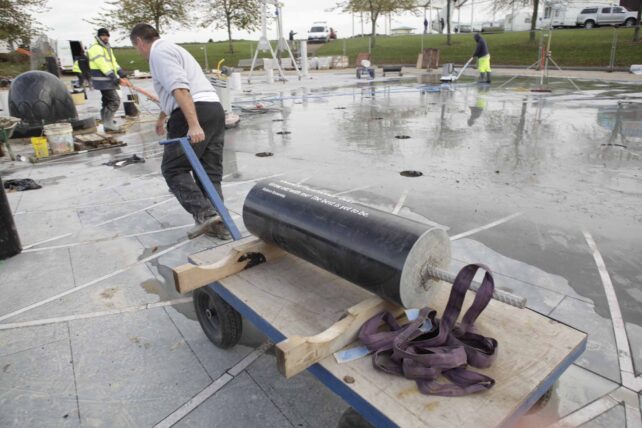 Moving first pillars into position