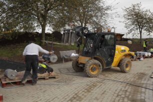 Moving first pillars into position