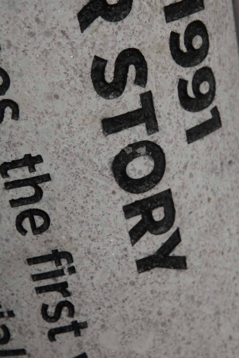 Lettering on a pillar, closeup