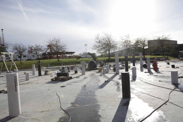 Numerous pillars installed