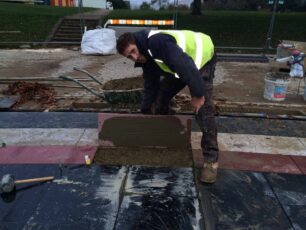 Installing a red tile