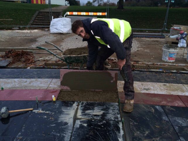 Installing a red tile