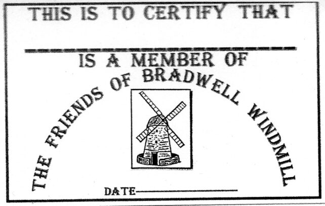 The Friends of Bradwell Windmill membership card