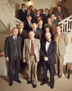 Photograph of members of the Milton Keynes Development Corporation Board with the Executive Management Committee (EMC).